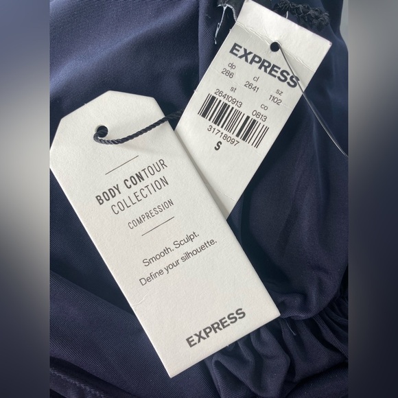 EXPRESS NWT Body Contour Compression One-Shoulder Navy Bodysuit. - Picture 8 of 8